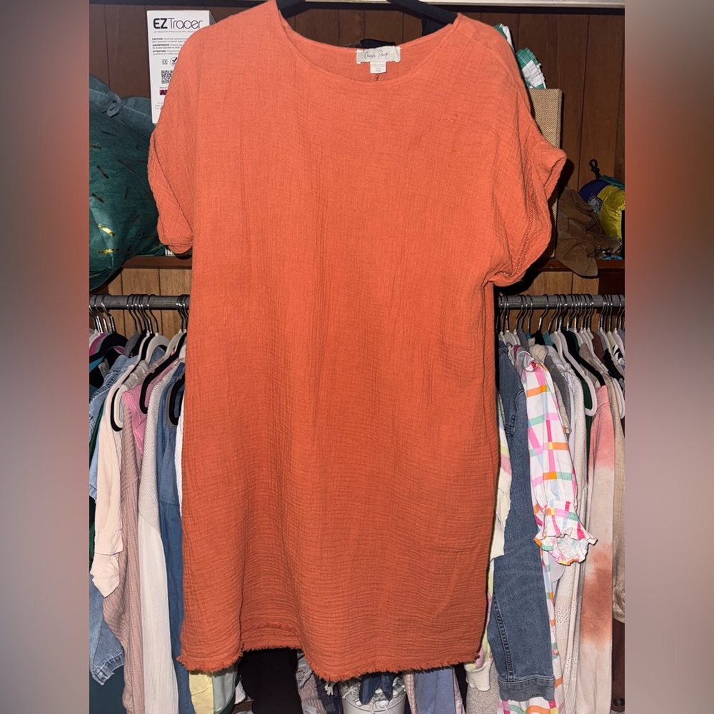 Charlie Paige Vibrant Orange Short Sleeve dress